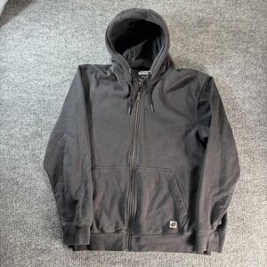 40 Grit Hoodie Mens Large Black Fleece Full Zip Workwear Sweatshirt Pockets